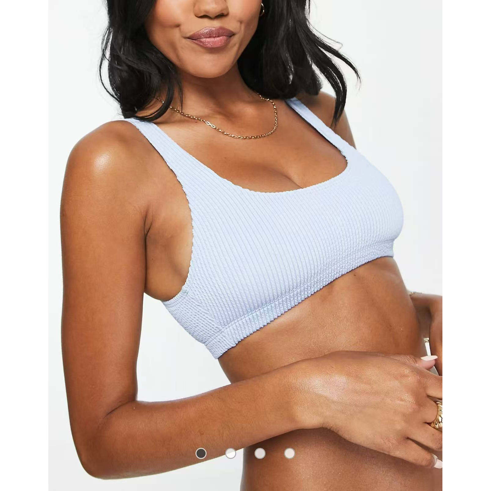 MONK* 新款欧美性感女少分体跨境印花系带比基尼 少女泳衣 单件