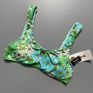 HURLE Y外单女士比基尼复古印花分体泳衣挂脖沙滩度假bikini