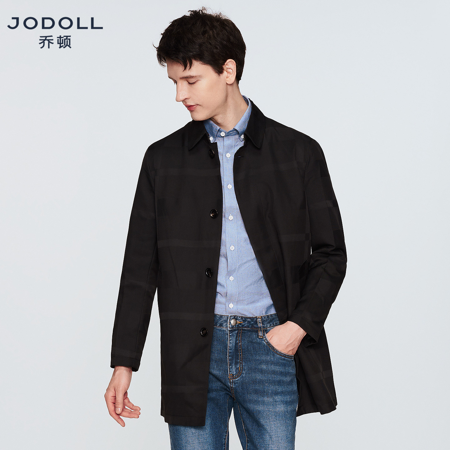 乔顿休闲中长款单排扣风衣舒适