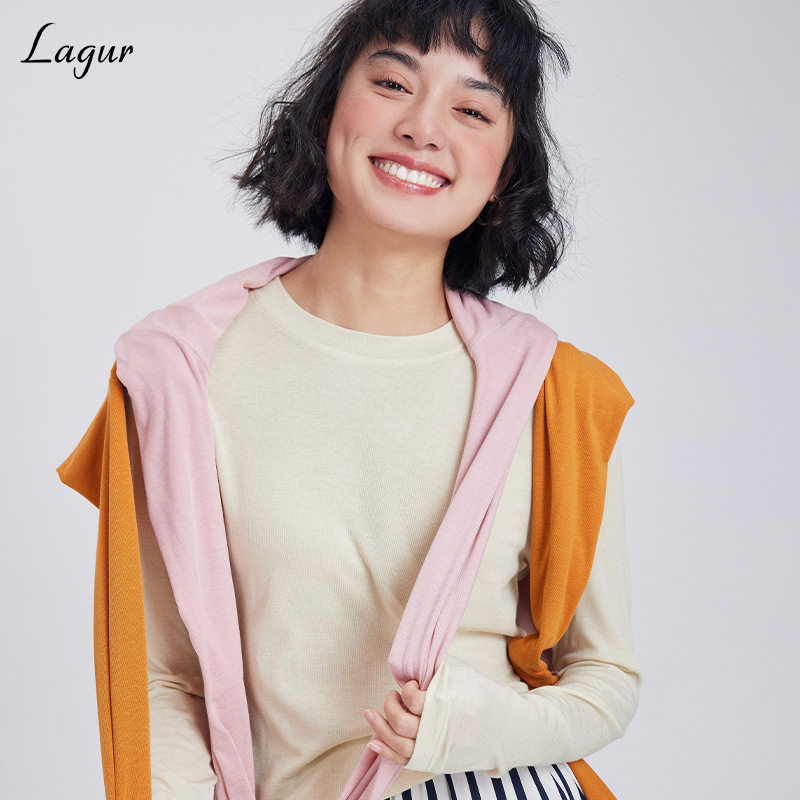 织造局莱赛尔真丝混纺面膜T恤女打底长袖上衣防晒罩衫2026春夏新