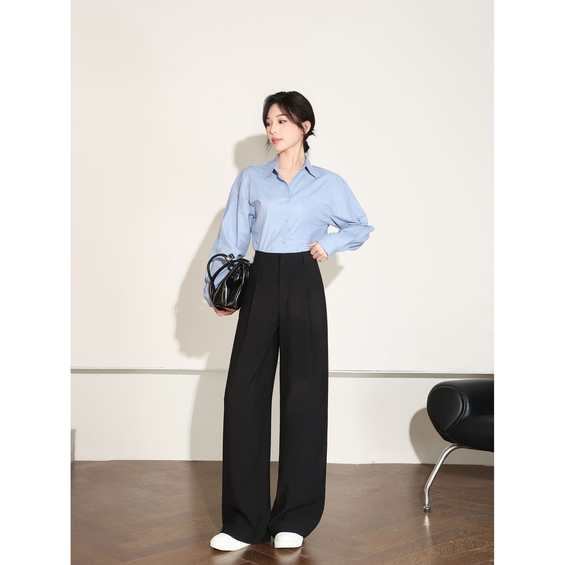 香港专柜正品 黑色宽松显痩阔腿裤2026休闲长裤子女款春夏通勤垂