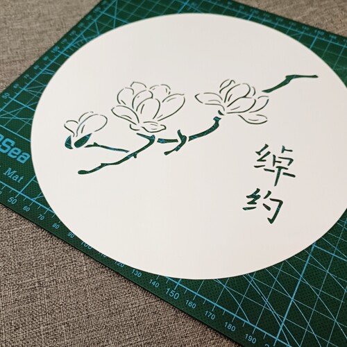 防水镂空文创玉兰花型板国风手绘