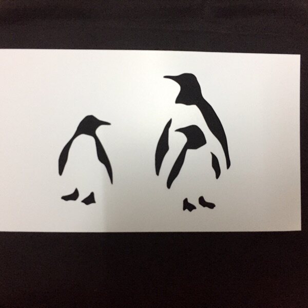一摇一摆的黑白小可爱~黑板漆极简风动物企鹅模板墙绘遮蔽染卡357