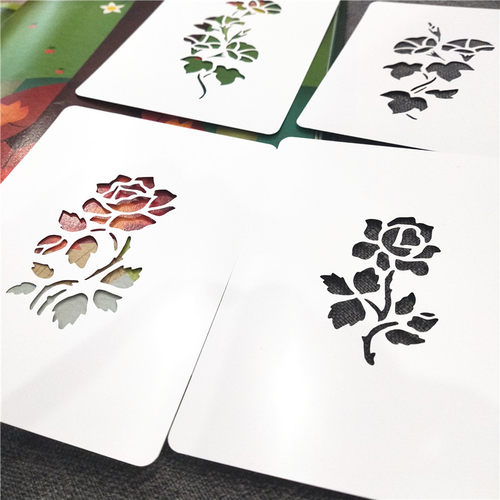 拓印玫瑰镂空手作平涂模板型染