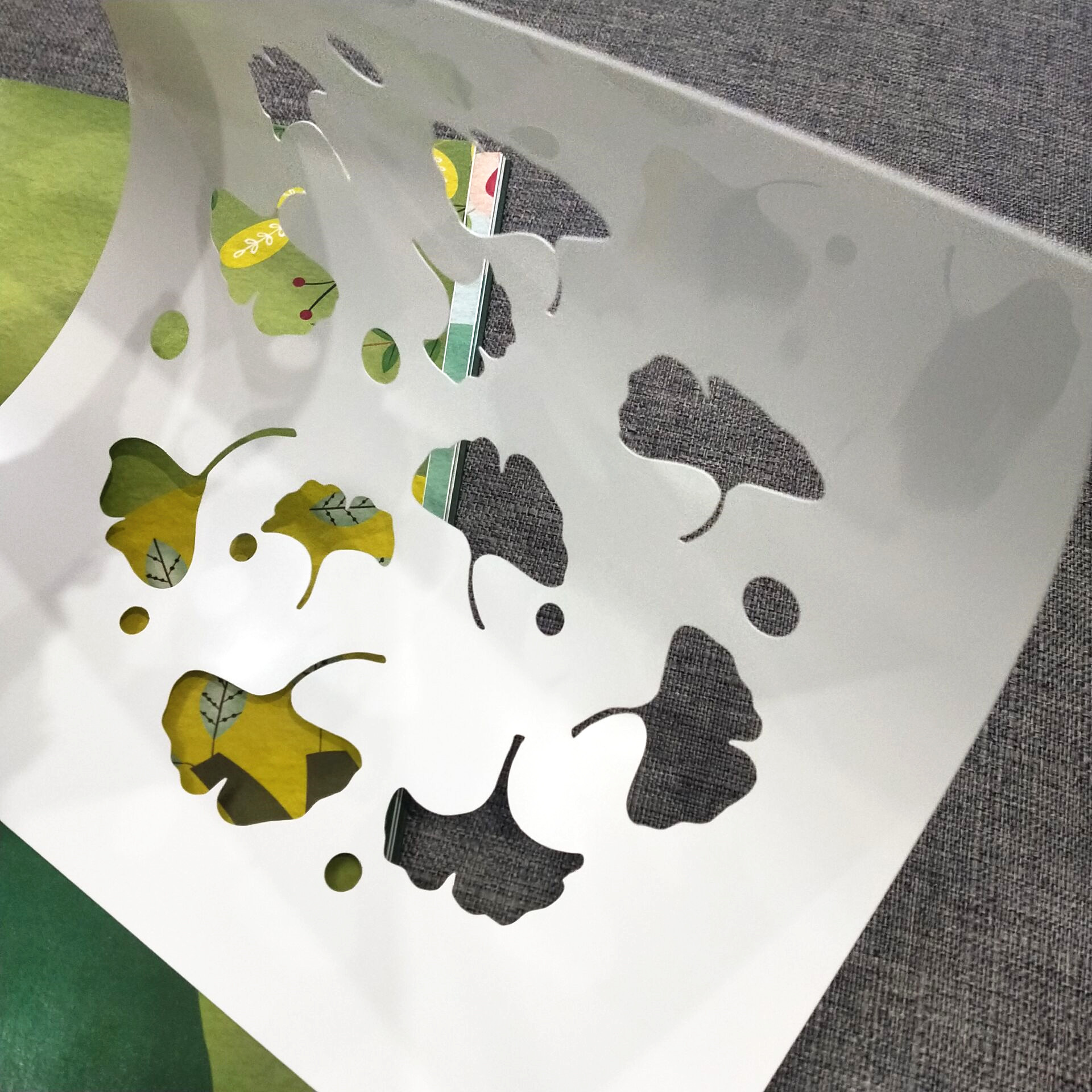 四叶草银杏叶拓印树叶型版茶花桂花镂空刺绣团花描画创意美术918