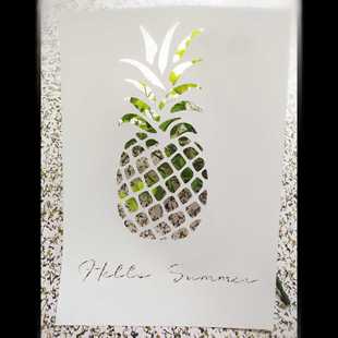 夏日菠萝手工制作DIY镂空模板遮蔽板亲子T恤手绘衣服塑料模具483