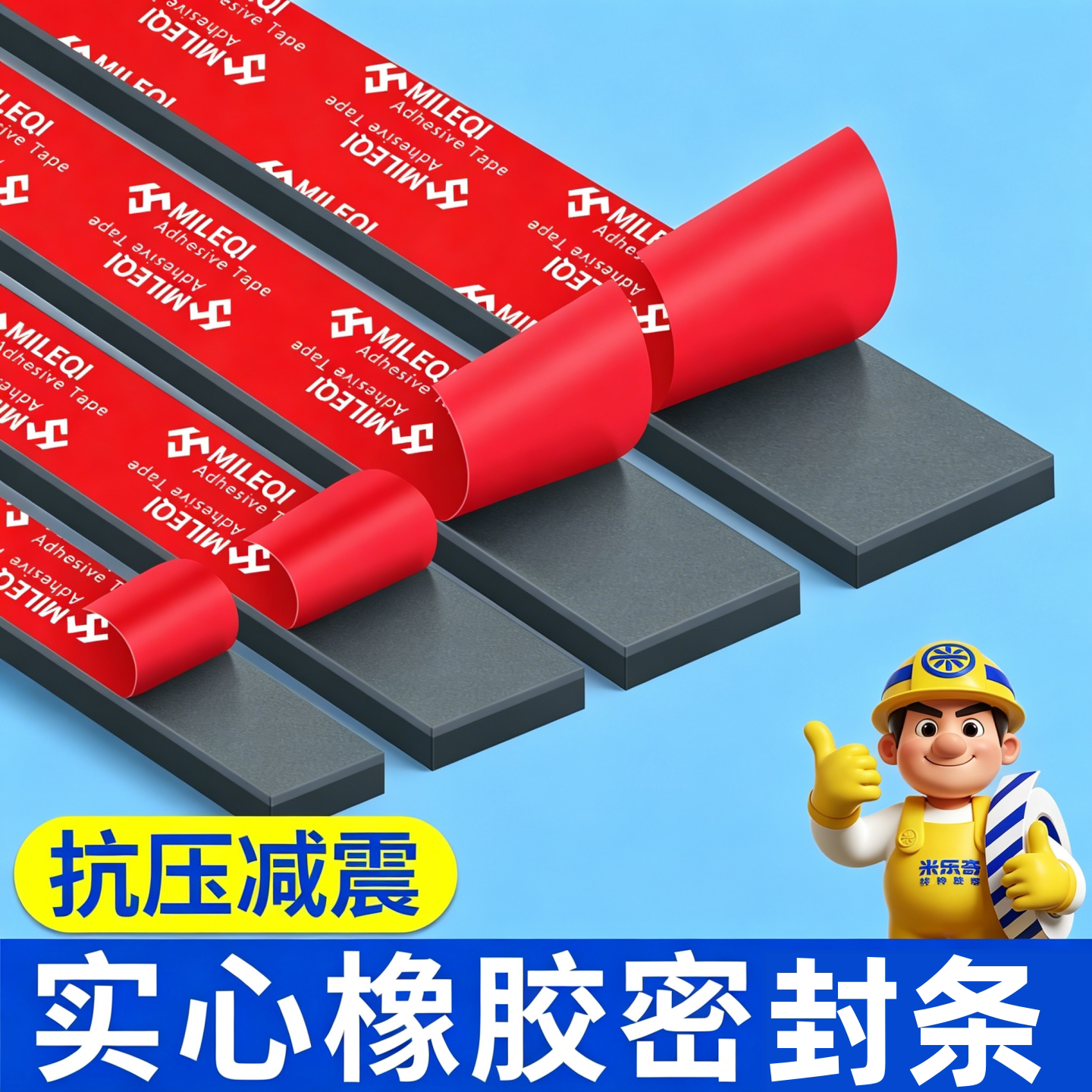 米乐奇带背胶实心橡胶条耐磨防水图片