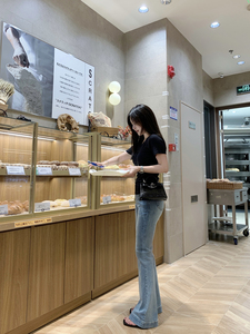 豆豆早安 复古浅蓝喇叭牛仔裤女秋小个子百搭高腰修身显瘦休闲裤