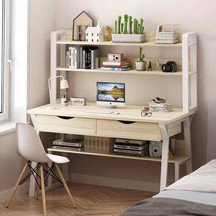 电脑台式桌书桌书架组合一体家用简约卧室学生简易桌子办公写字桌