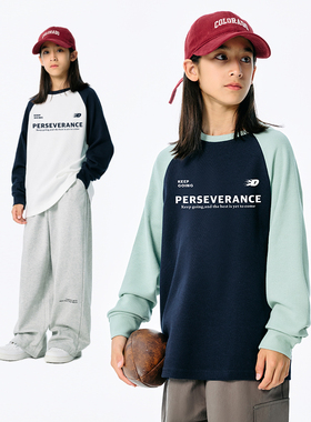 DK童装25秋装美式女男童高街长袖打底衫儿童中大童洋气插肩袖T恤