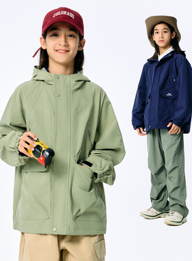 DK童装春季女男童山系轻薄防晒冲锋衣儿童中大童休闲工装外套上衣
