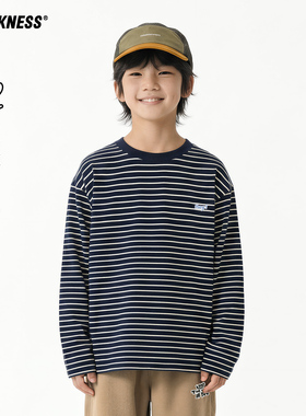 DK童装26春款日系女男童条纹长袖T恤儿童中大童休闲纯棉打底衫潮