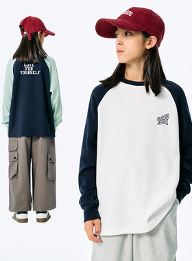 DK童装2025秋款复古女男童美式休闲华夫格长袖T恤儿童百搭打底衫