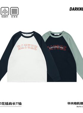 DK童装26春款美式复古女男童拼色插肩袖T恤儿童中大童休闲打底衫