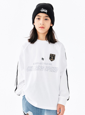 DK童装春季新款高街复古女童男童长袖T恤中大童儿童宽松上衣打底