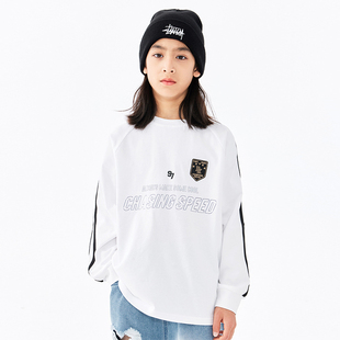 高街复古女童男童长袖 新款 T恤中大童儿童宽松上衣潮 25秋装 DK童装