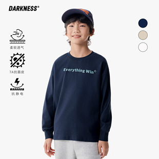 T恤儿童中大童休闲打底衫 DK童装 25秋冬磨毛保暖女男童植绒花长袖