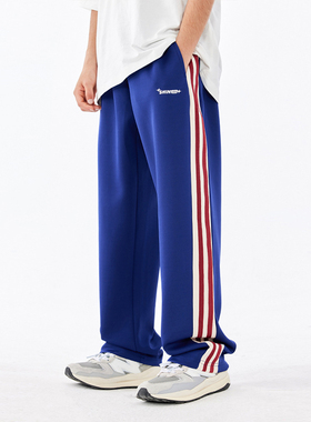 DK童装秋季美式复古女男童杠条运动裤中大童儿童宽松休闲长裤子