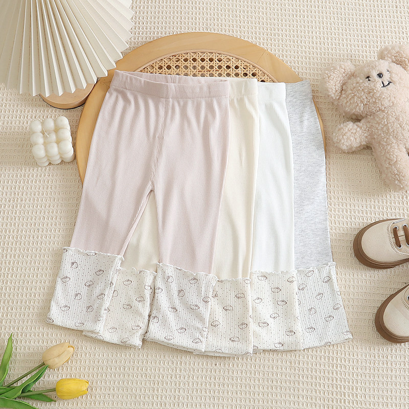 女童打底裤春夏款袜套拼接九分裤中小童外穿修身韩版洋气堆堆长裤