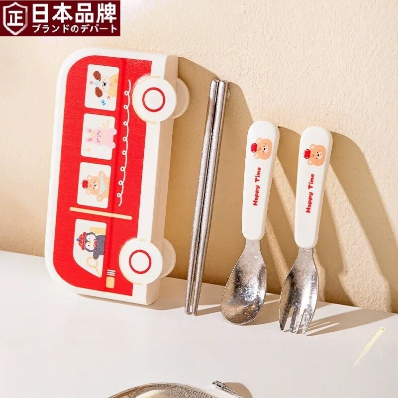日本进口316L不锈钢纯钛筷子勺子餐具套装一人用外出携带便携餐具