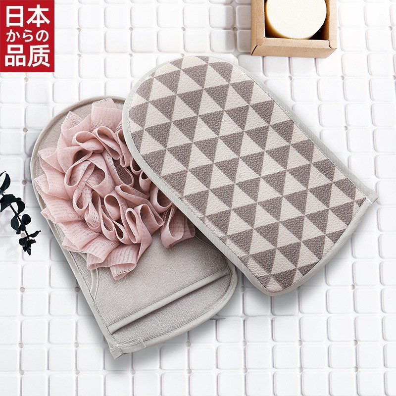 日本进口搓澡巾女不疼家用强力搓澡搓泥男粗砂后背戳灰洗澡巾手套