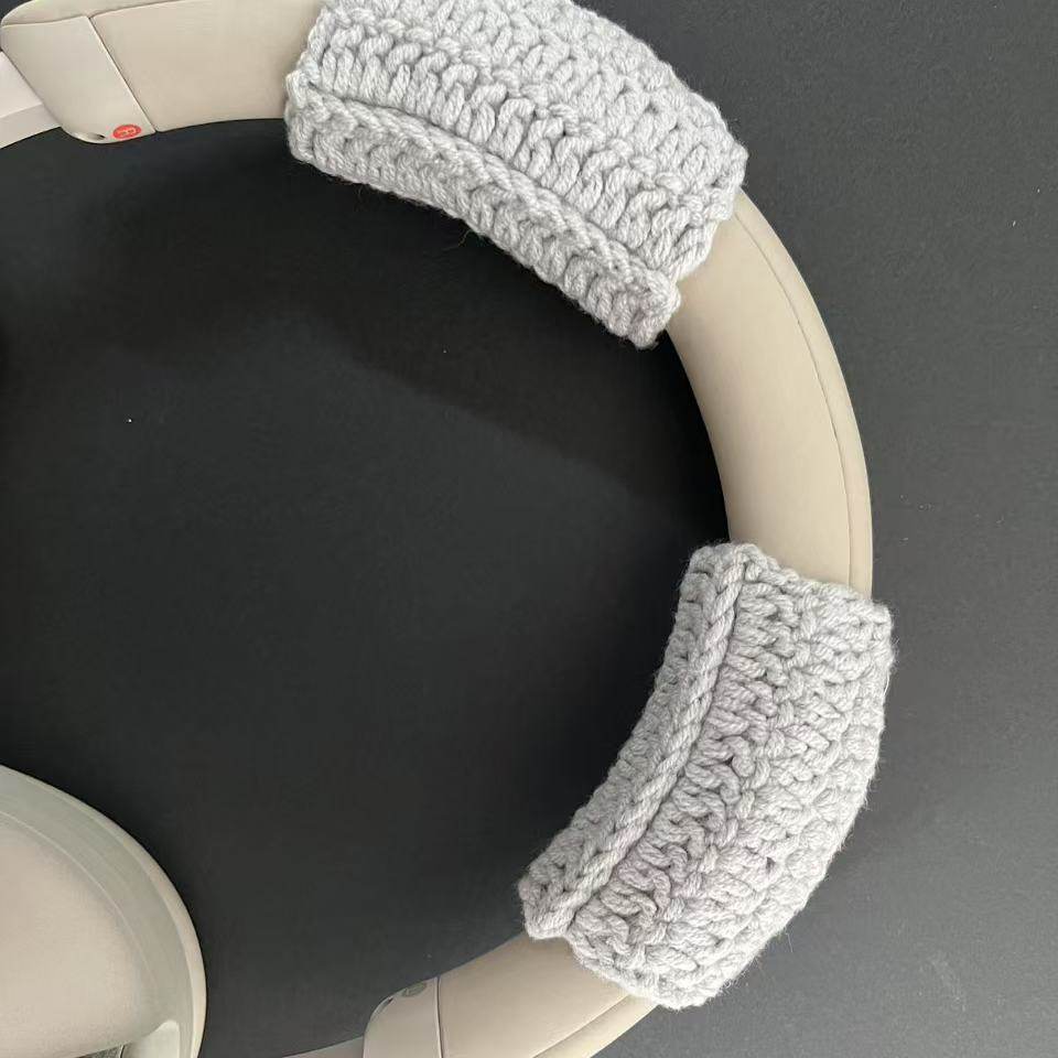 手工编织毛线DIY缓解压力套适用于索尼XM4 XM5 苹果 森海塞尔大馒头四 QC45横梁保护套防压头加厚款式