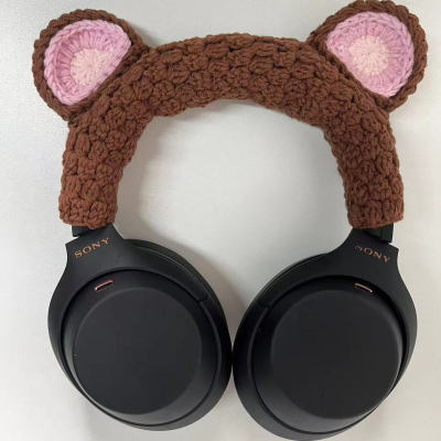 手工DIY钩织可爱小熊头梁保护套 适用于BOSE qc45 索尼XM4XM6 漫步者 苹果头戴式耳机横梁保护套防破损可定制
