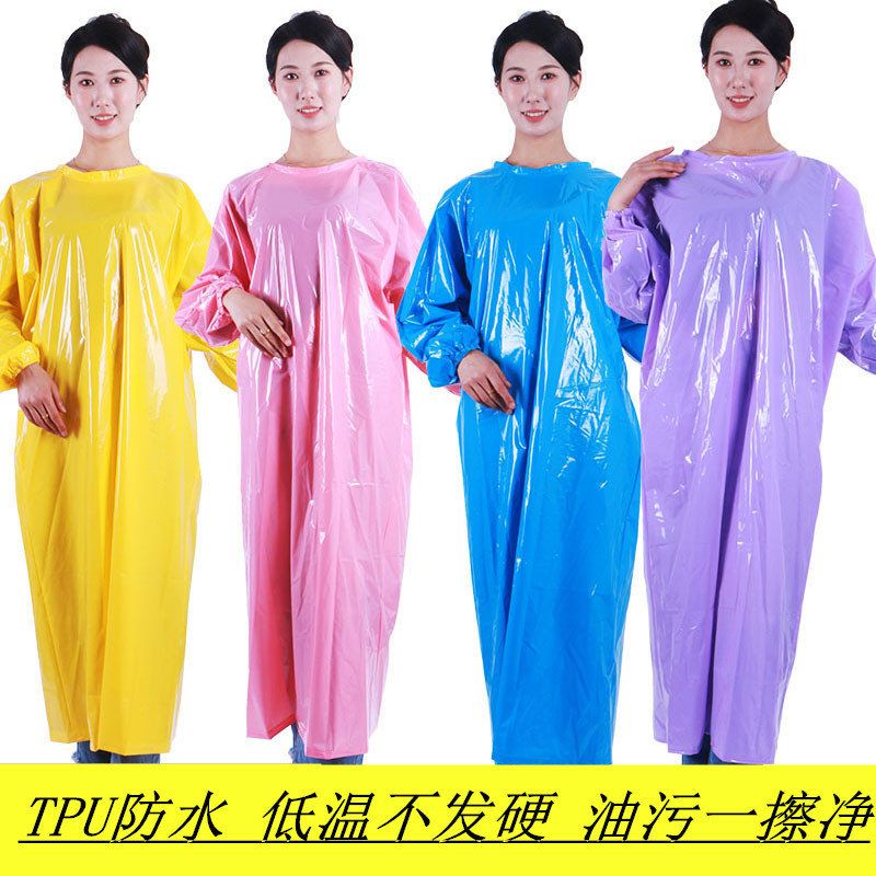 成人TPU防水防油围裙长袖罩衣耐酸碱反穿衣水产屠宰食品厂工作服