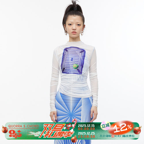 印花打底上衣薄网纱女