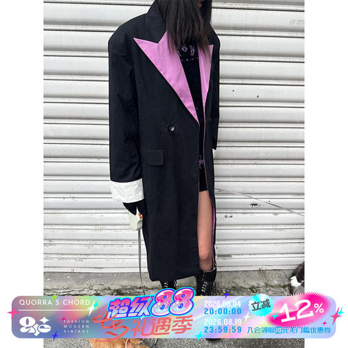 大衣QUORRASCHORD黑色长款风衣