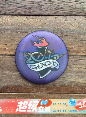 QSC原创哥特朋克心脏圣心火焰荆棘光栅动态徽章吧唧谷子胸针