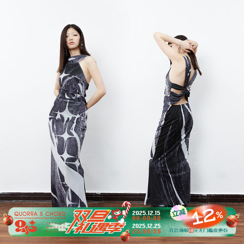 性感连衣裙网纱美女露背