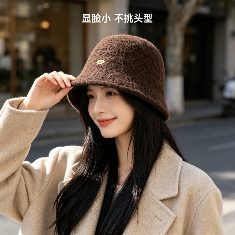 韩系帽子新款秋冬水桶帽显脸小保暖防寒大头围显脸小可调节渔夫帽