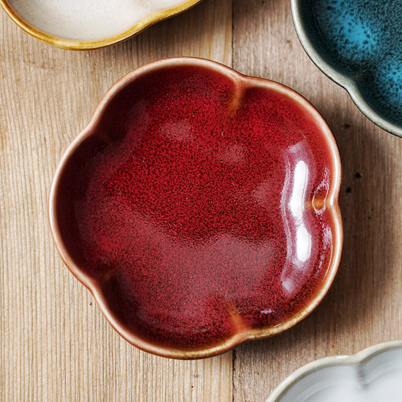 陶瓷餐具梅花碟创意家用蘸酱碟餐厅调味碟烤肉火锅佐料碟子釉下彩