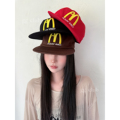 虞书欣同款 麦当劳做旧平沿帽男女鸭舌立体刺绣 恶搞麦门棒球帽