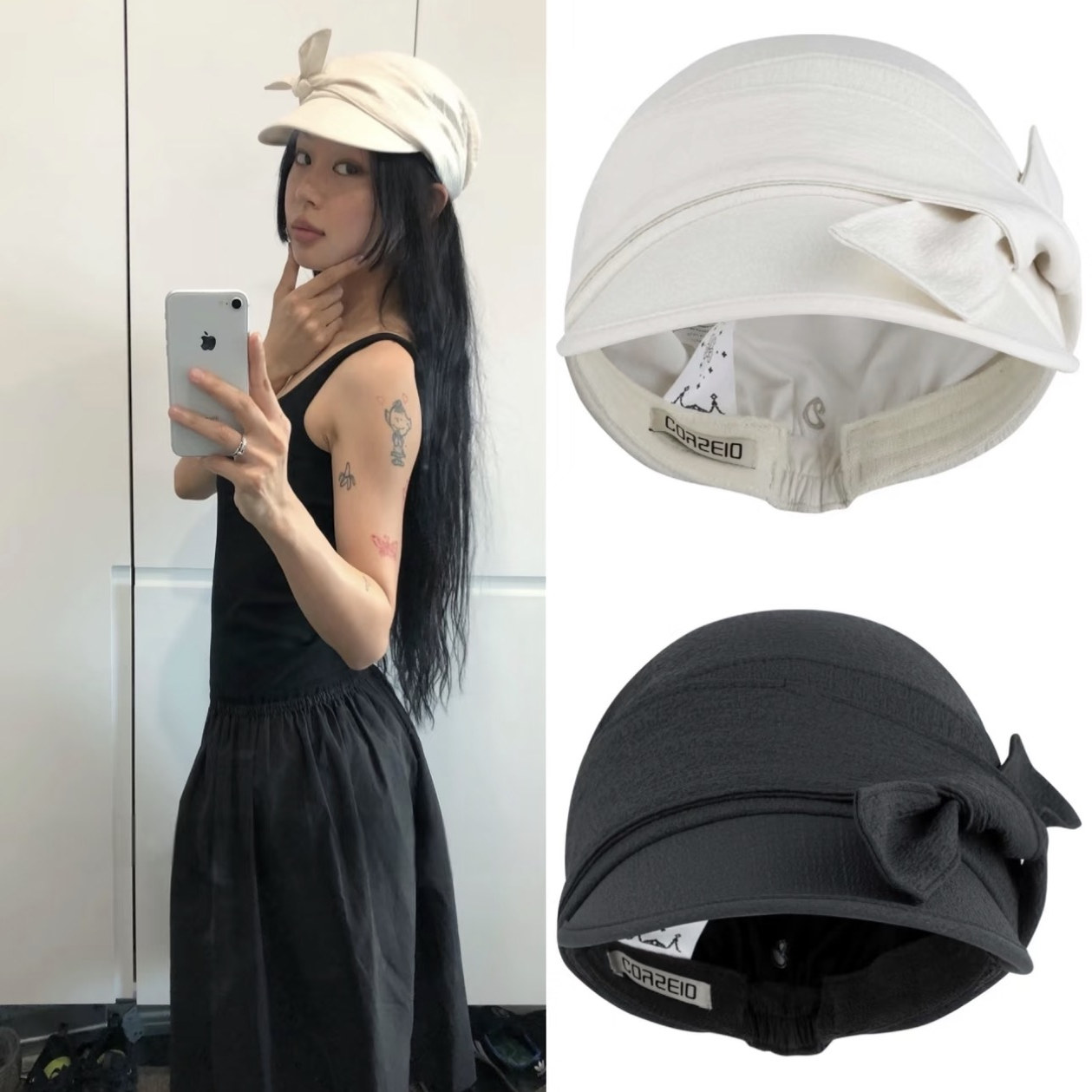 coy遮阳帽 韩国小众 春款日系绑带遮阳帽2色