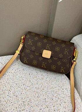 优库迪斯UK女包2023新款小方包高品质复古原创时尚老花单肩斜挎包