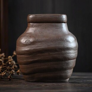 九瀚艺术千年一梦黄龙山老紫泥全手工盘筑制作·古罍茶罐1020ml