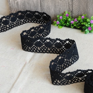 领口配边 子加长条码 黑色蕾丝花边辅料裙边下摆棉线织带接袖 口裤