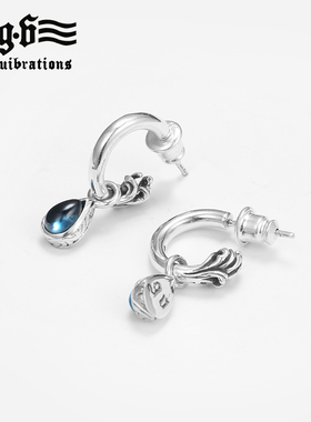 Good Vibrations925银卷草纹纯银镶嵌托帕石男女个性耳钉耳环耳饰