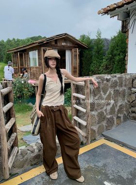 Esu 原创设计 2025秋冬新款珠凡洗水工装裤 休闲长裤女 时尚潮流