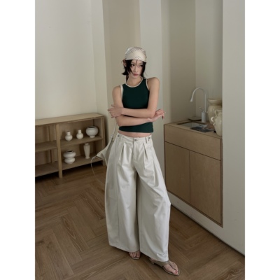 Esu 原创设计2026春季新款阔腿休闲裤女半弯刀西裤 时尚显瘦