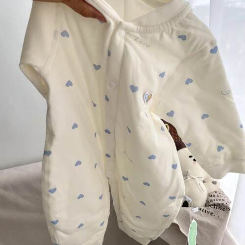 秋冬婴儿连体棉袄夹棉加厚新生儿棉衣40g薄棉服0-12个月宝宝衣服