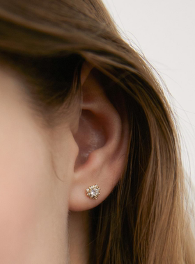 法式甜心” s925纯银小锆钻轻奢气质微光mini爱心耳钉