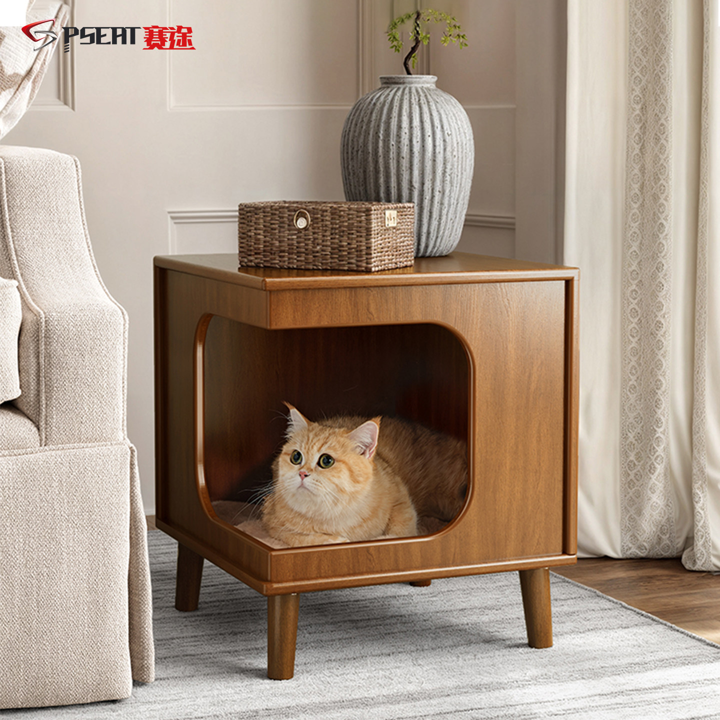 赛途人宠共用家具猫边几茶几中古风现代吧台猫窝客厅沙发边桌,住宅家具,角几/边几,淘宝优惠券,粉丝福利购,淘宝优惠卷