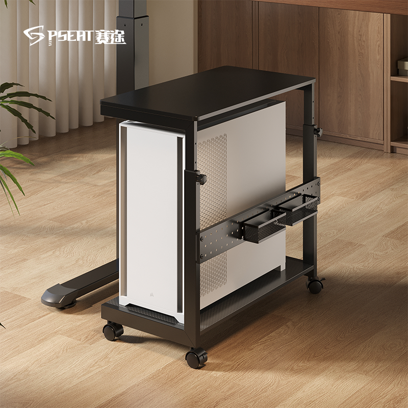 赛途大尺寸主机托架台式电脑移动主机车电竞海景房机箱升降置物架