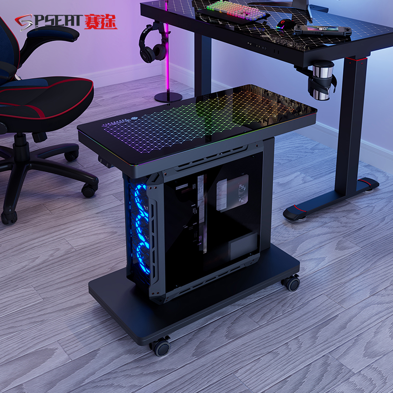 赛途发光主机车升降可移动置物架