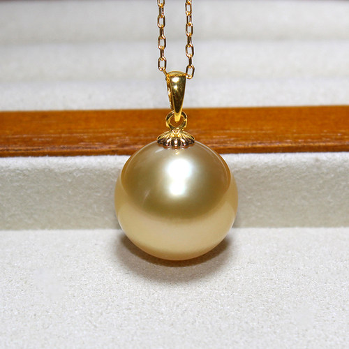 南洋金珠吊坠18K金天然海水珍珠