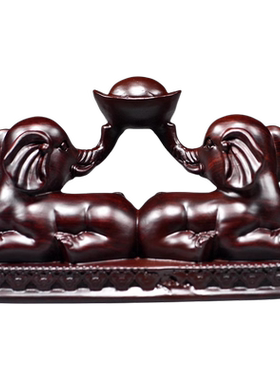 黑檀木大象雕刻摆件玄关家用装饰