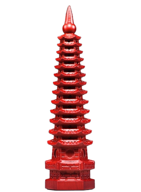 红色木雕十三层文昌塔摆件实木